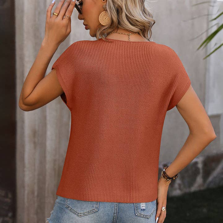 Lily Clothing - Wholesale Knit Top - Women's - Simple fashion loose solid color crew-neck sweater