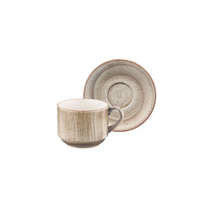 Ensemble de tasses à expresso de 3 oz avec soucoupes empilables Terrain pour 2 personnes pour la vente par TURGLA HOME