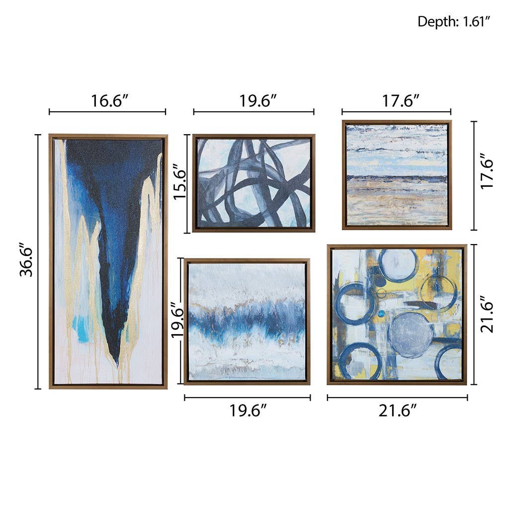 Olliix - Wholesale Gallery Wall Set - Contemporary Abstract 5-Piece Wall Art8