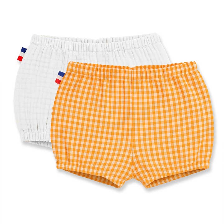 Organic Cotton Bloomers in White and Gingham for wholesale by PAPATE