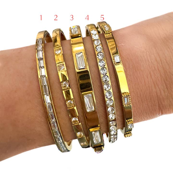 Savvy Bling - Wholesale Bangle Bracelet - Cz Zircon Gold Bangle Bracelet Waterproof6