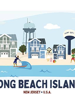 Illustration de l'horizon de Long Beach pour la vente par LOST DOG art & frame