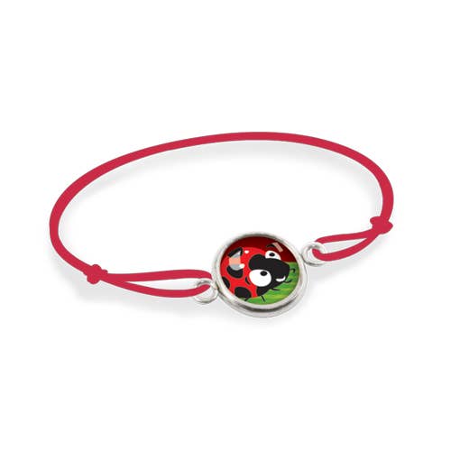 Bracelete de cordão infantil Ladybug - Prata por atacado de Les Minis d'Emilie Fiala