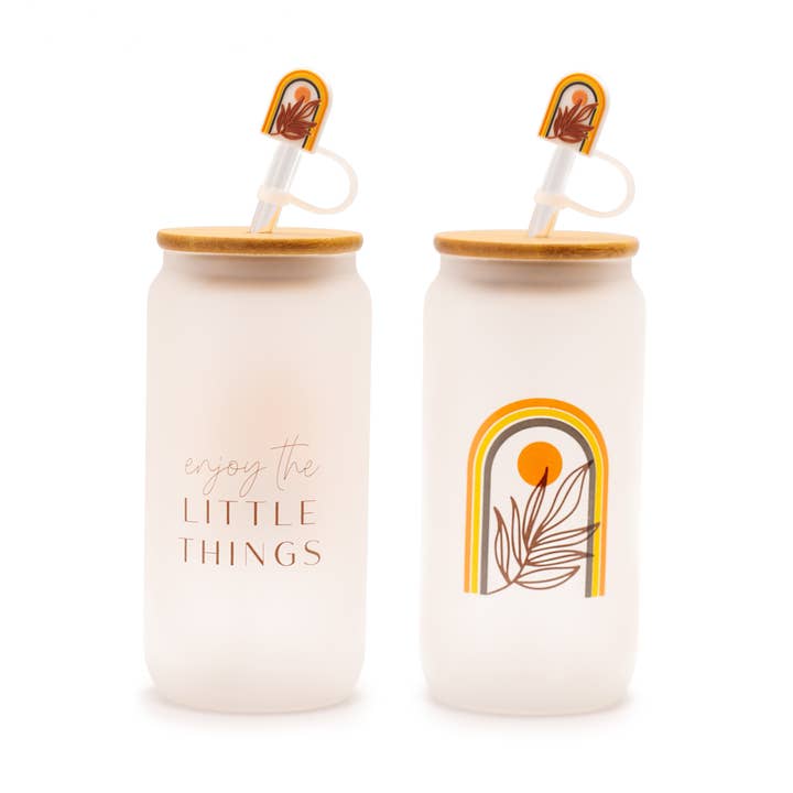 The Love Crate Co. - Wholesale Drinking Glass/Cup - Boho Gifts for Women - Cute Design Glass Cup with Lid and Straw, Customized Stopper and Insulated Koozie for Iced Coffee and Smoothies. Giftable Unique Tumbler Cups for Women3
