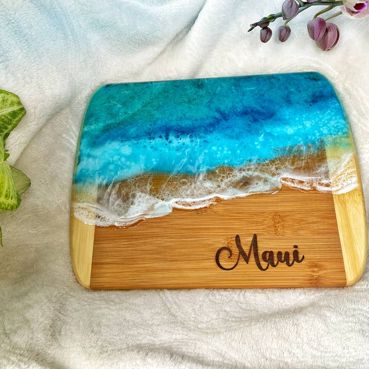 TBM Creations LLC - Wholesale Cheese Board - NEW | MAUI Ocean Charcuterie board Maui made| Serving board3