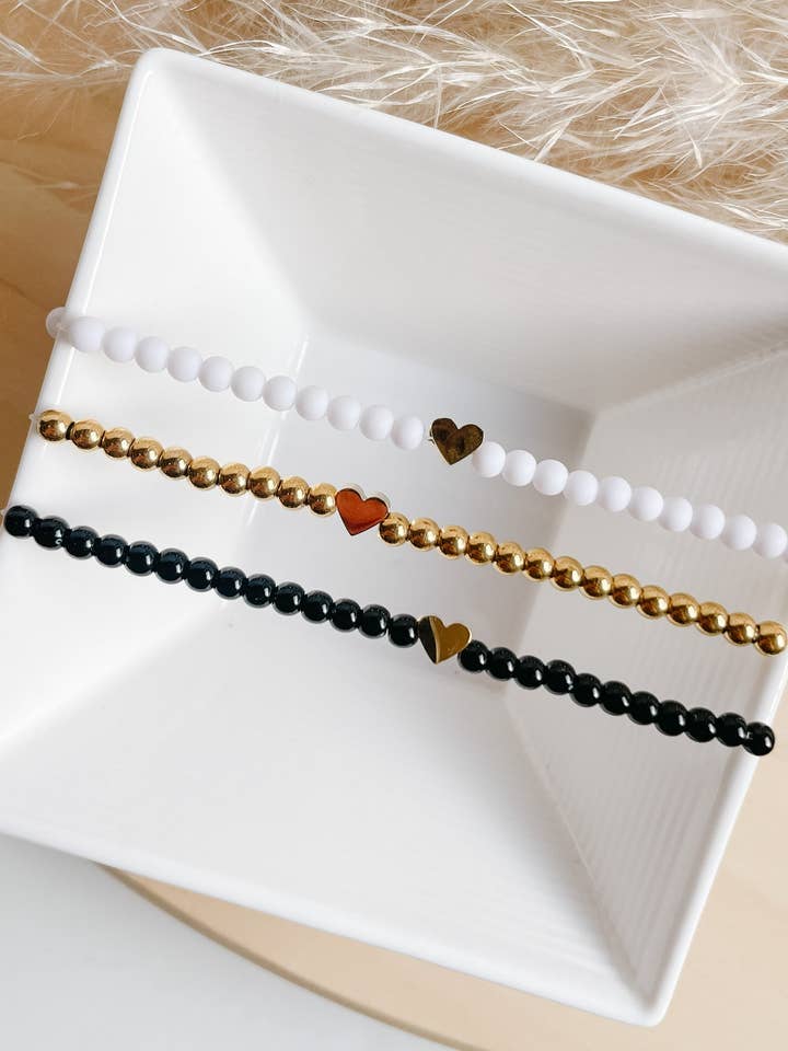Heart Accent Beaded Bracelet for wholesale by Sweet Three Designs