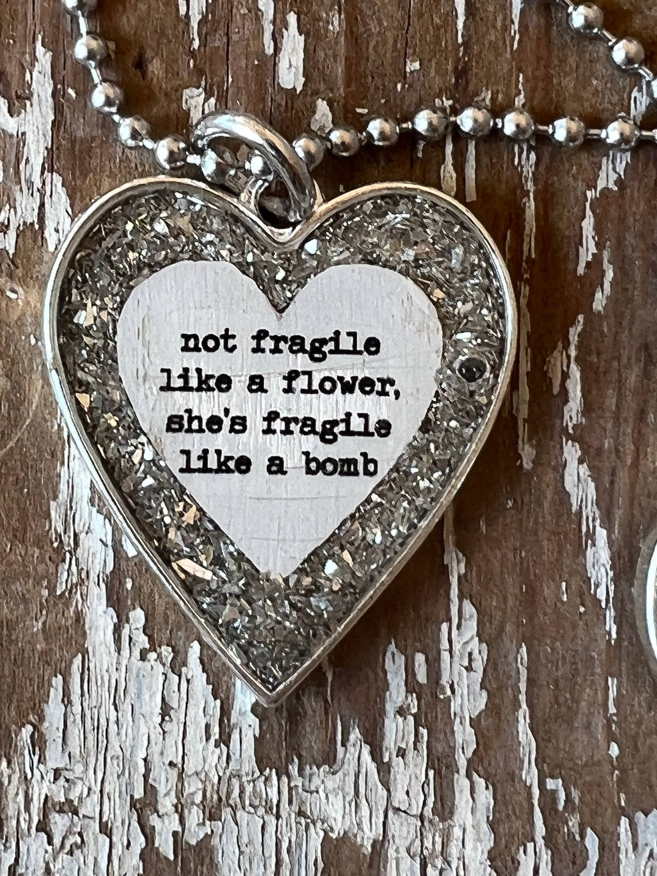 UnfiniSHEd – wholesale Pendant/charm necklace – Not fragile like a flower Silver Heart Necklace1