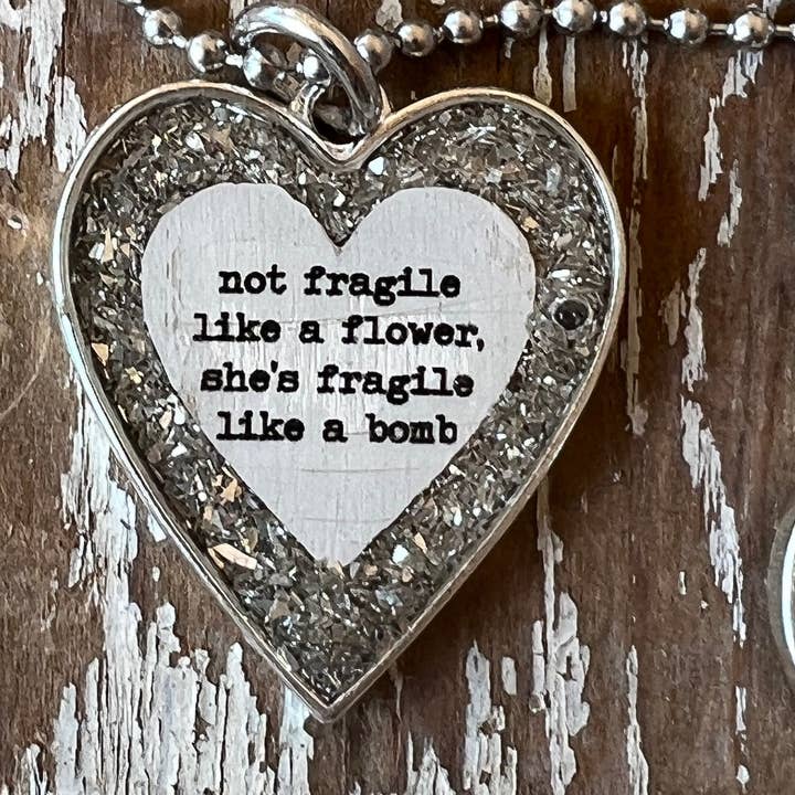 UnfiniSHEd – wholesale Pendant/charm necklace – Not fragile like a flower Silver Heart Necklace1