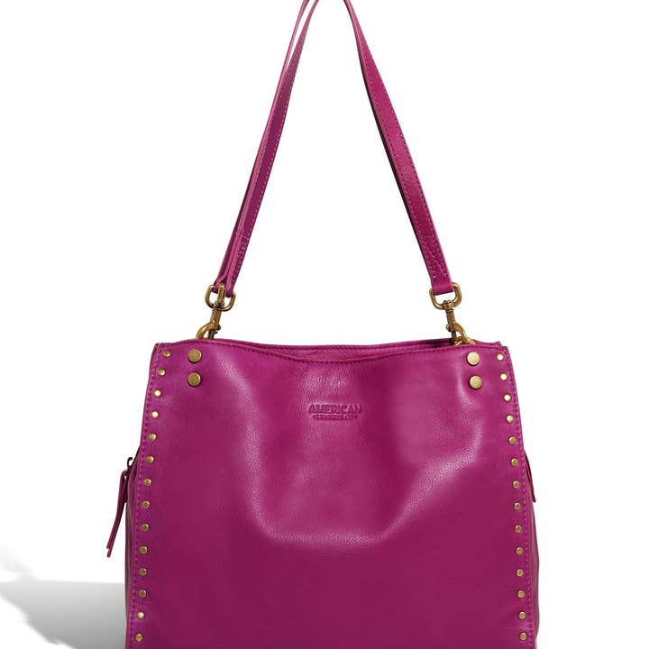 American Leather Co - Wholesale Satchel - Women's - Lenox Studded Triple Entry Satchel