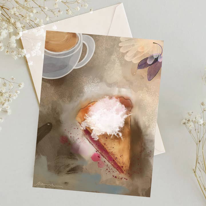 Anna DiVito Studio - Wholesale Everyday Greeting Card - PIE AND COFFEE BLANK GREETING CARD 1