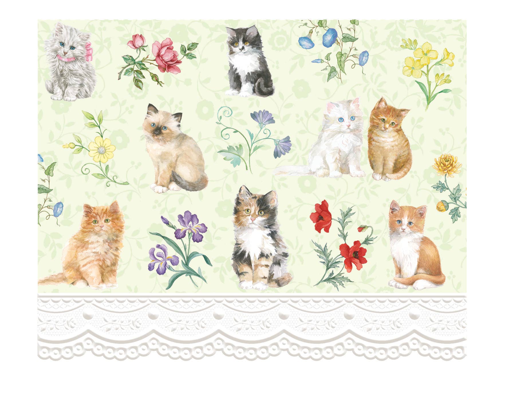 Carol Wilson Fine Arts Inc./For Arts Sake - Wholesale Stationery/Notecard Set - Kittens Embossed, Die-cut Boxed Note Cards NCP23711