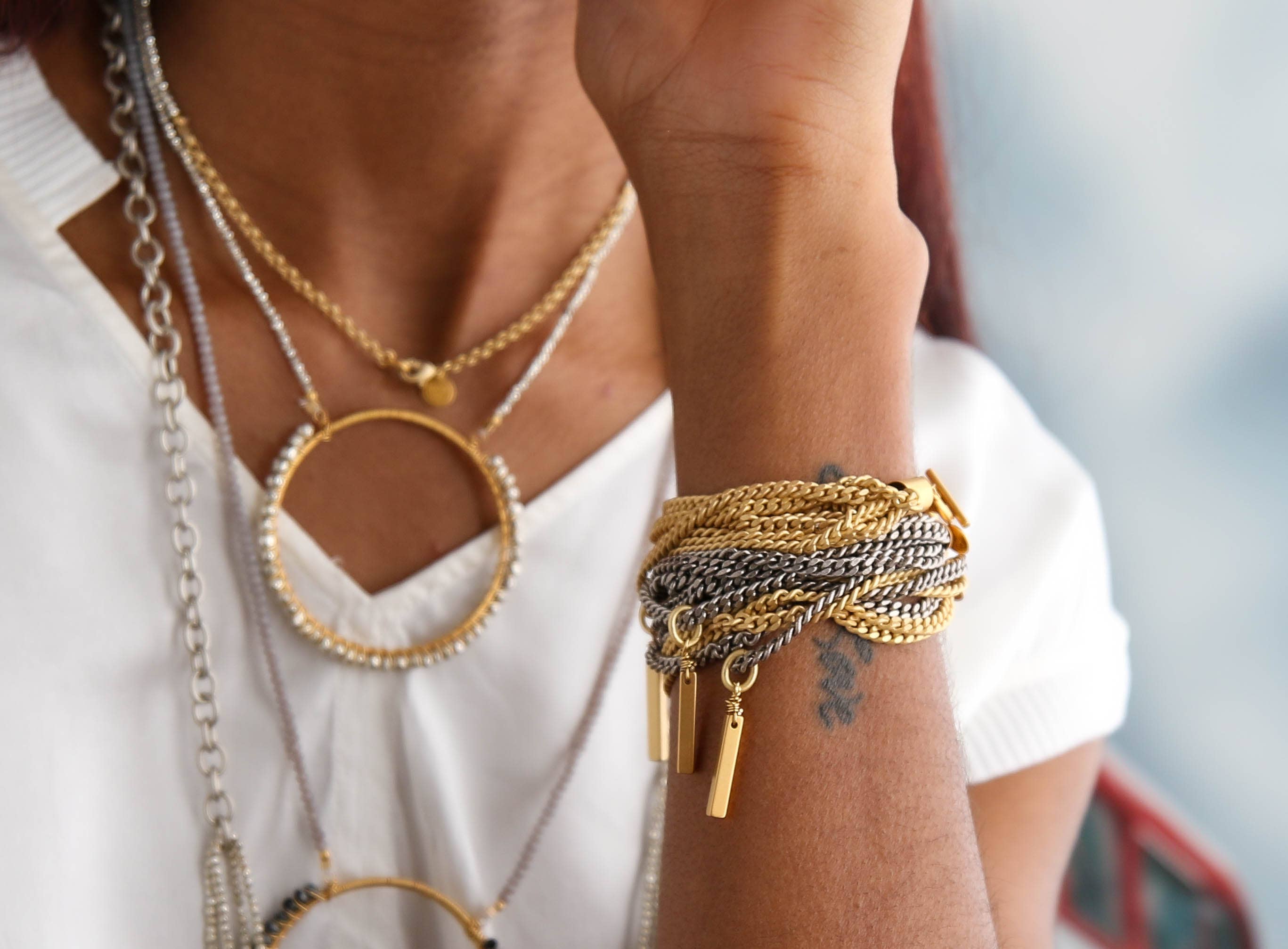 Catherine Page Jewelry - Wholesale Link & Chain Bracelet - Fillmore Multi Strand Bracelet in Gold/Silver1