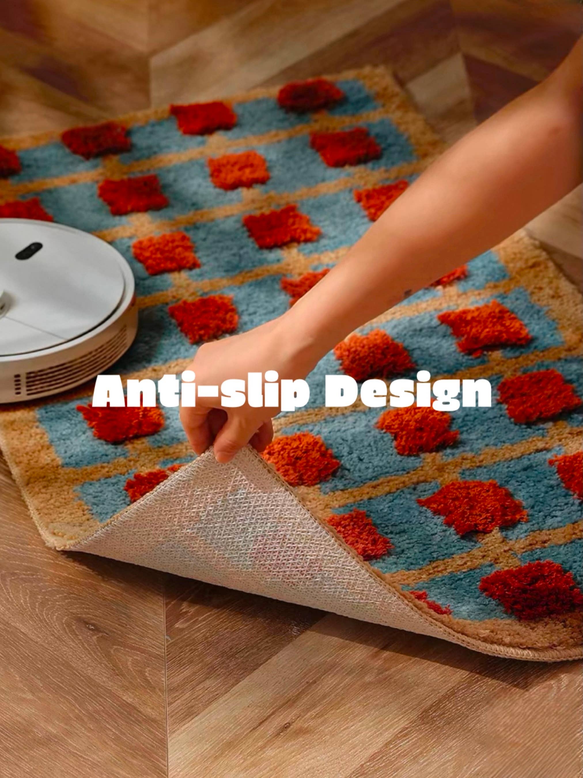 INSPECIAL HOME – wholesale Bath mat – Soft Retro Grid Bath Rug Machine-washable Absorbent Mat8