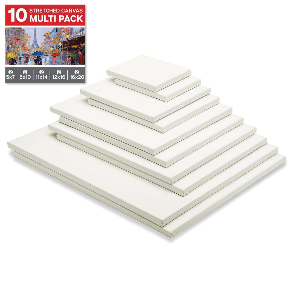 KINGART - Wholesale Painting paper - Stretched Canvas Mixed Sizes Value Pack 10 pc0