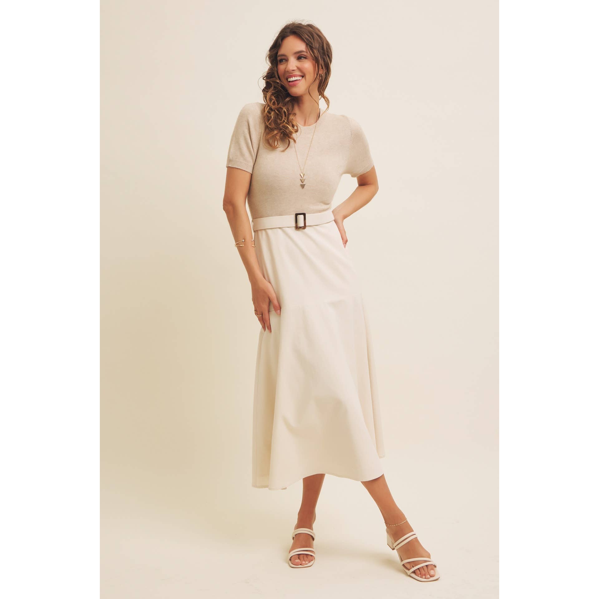 in february - Wholesale Dress - Women's - PHOTOGRAPHS LIKE A DREAM BELTED SWEATER TWOFER MIDI DRESS17