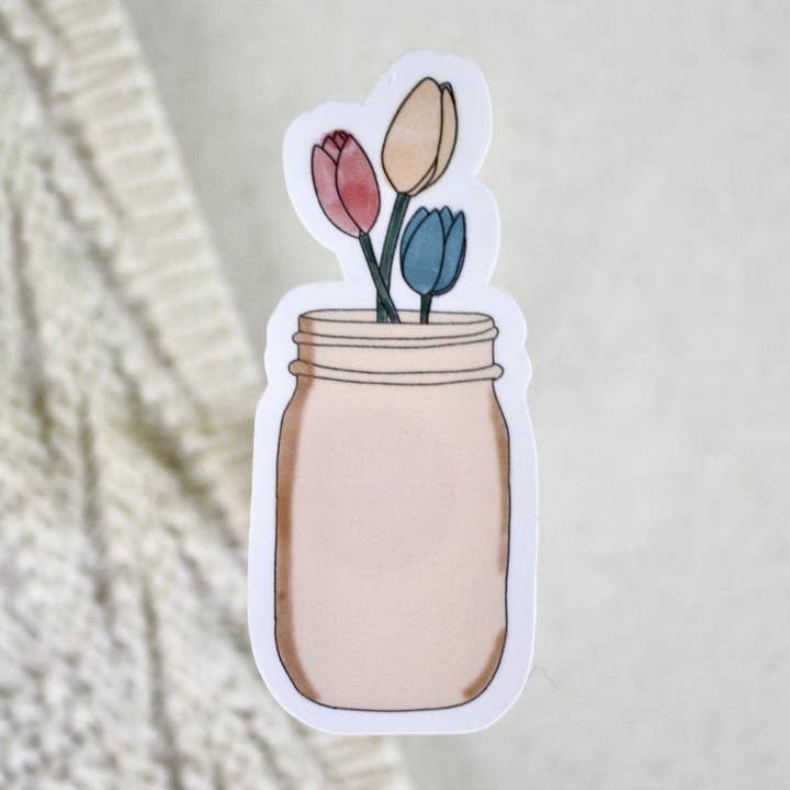 Autocollant tulipe Mason Jar, 3 x 1,1 pouces pour la vente par H&L Craft Co
