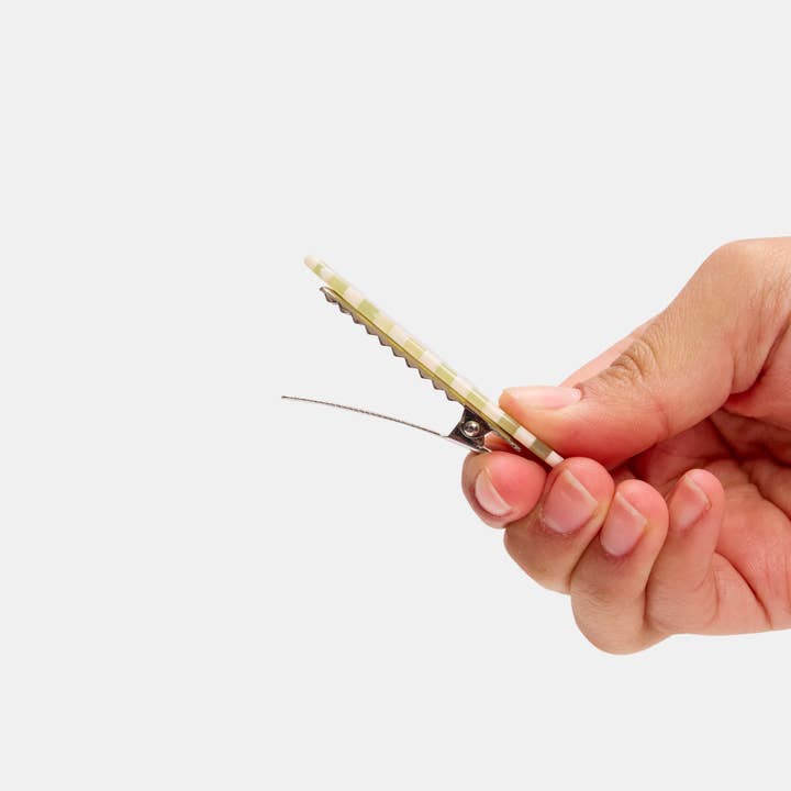 CHUNKS - Wholesale Hair Clip - Women's - Allie Clips in Oval Olive Check2