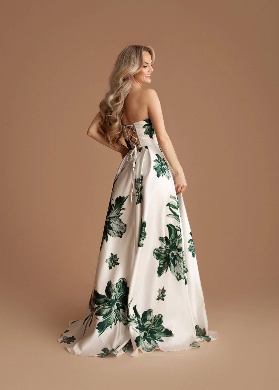 Eva & Lola - Epsilonn - Wholesale Gown - Women's - HM2505 - Strapless floral evening dress with back lacing3