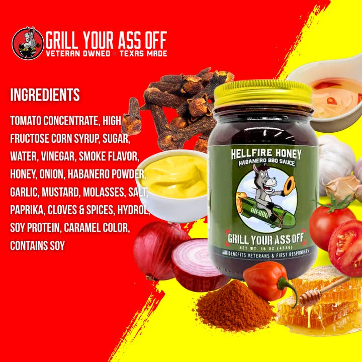 Grill Your Ass Off - Spices, Rubs, Seasonings, Sauces, Jerky - Wholesale BBQ-saus - Hellfire Honey Habanero BBQ-saus: Zoete Hitte Die Verkoopt2