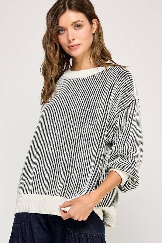 Miss Love - Wholesale Knit Sweater - Women's - Super Soft Strip Sweater11