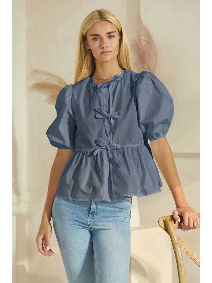 Oddi - Wholesale Blouse - Women's - Solid Cotton Poplin Front Tie Ribbon Blouse18