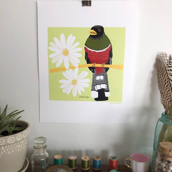 Kate E. Burke - Wholesale Art Print - Bird Series: Masked Trogon 11x14 Digital Print
