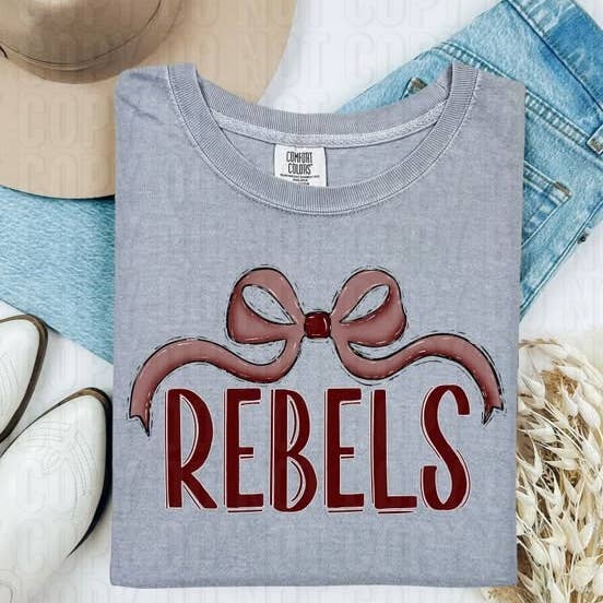 Rebels Coquette Maroon DTF Transfer for wholesale by K and M Designs