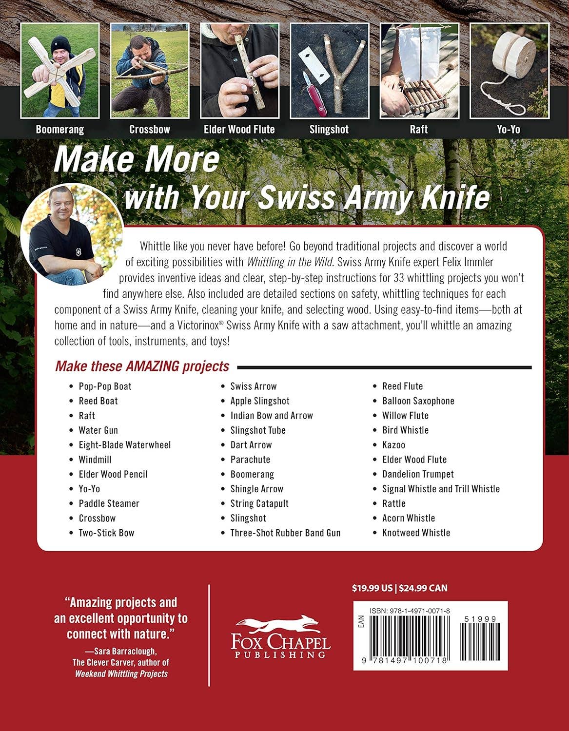 Fox Chapel Publishing - Wholesale Crafts, Hobbies & DIY - Swiss Army Knife - Whittling in the Wild - 30+ Useful Things1