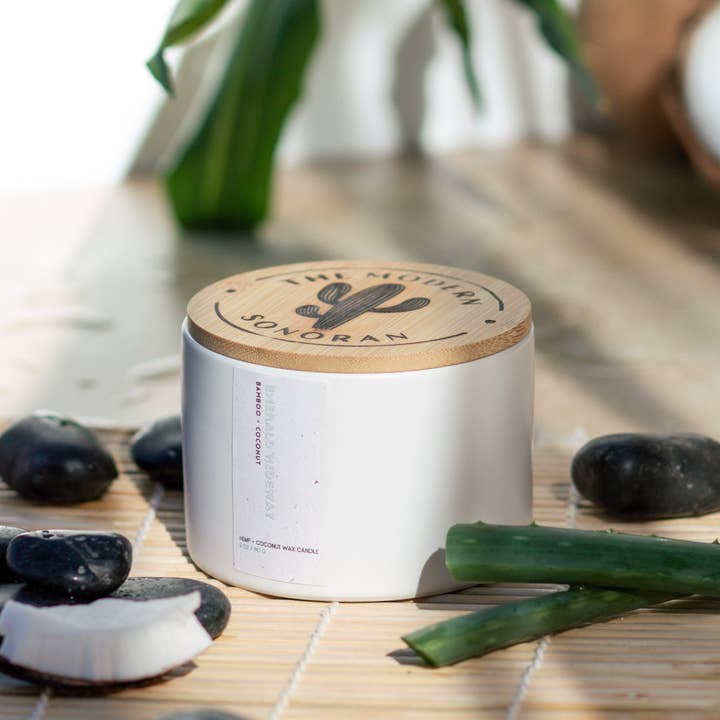The Modern Sonoran - Wholesale Jar/Filled Candle - Emerald Hideaway Quiet Luxury Hemp + Coconut Candle, 5 oz