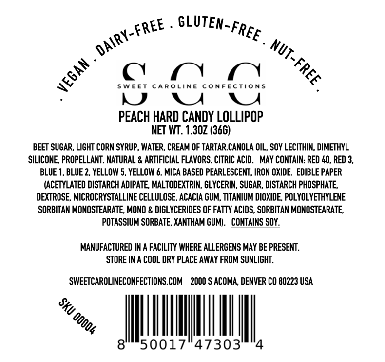 Sweet Caroline Confections - Wholesale Lollipop - Choose Happy Lollipops, Peach Flavor, 10/Case - VEGAN4