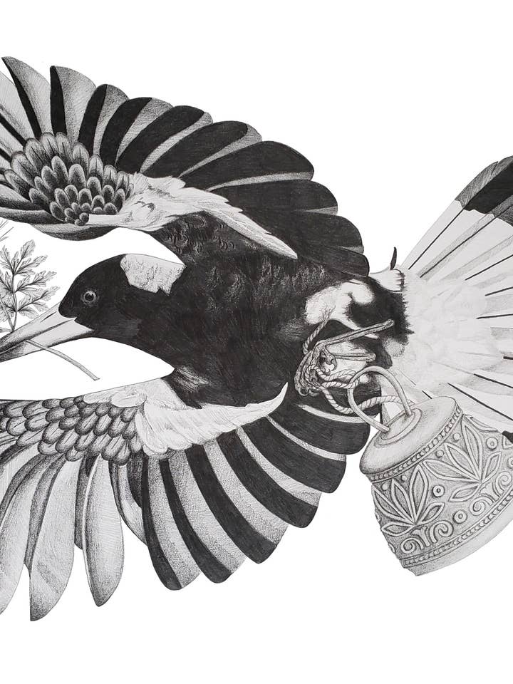 Magpie Messenger (Giclée-Druck) für den Großhandel von HoneyHedge Craft LLC