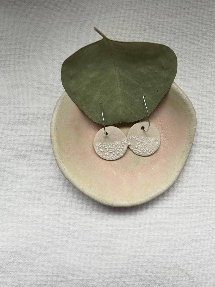Handmade Ceramic Earring – White Crackle for wholesale by Spring + Vine