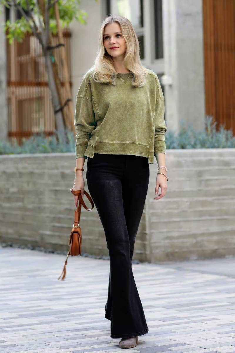 42POPS – Großhandel Sweatshirt – Damen – , French Terry Gewaschene Crop Pullover Kollektion7