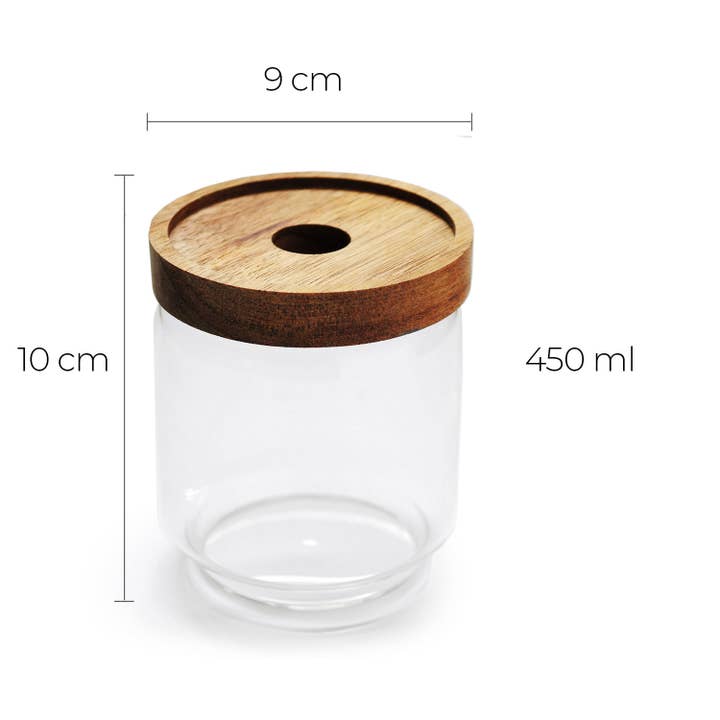 Teapro - Wholesale Jar - Teapro Glass Jar with Acacia Wooden Lid 450ml