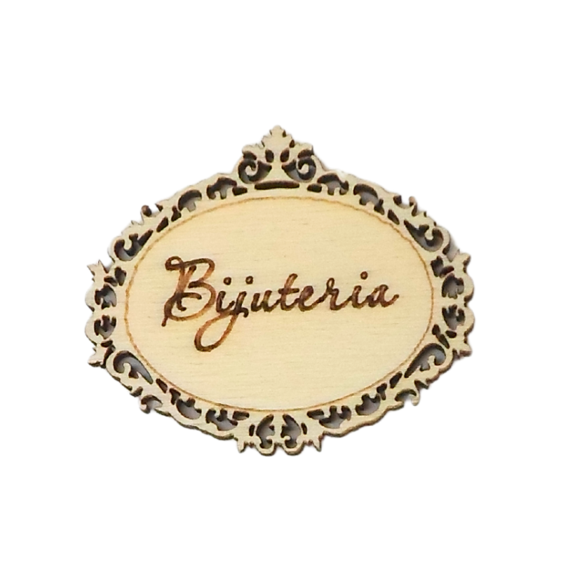 Atiladecor, Artesanato Lda - Wholesale Knutselbenodigdheden - Plaquette met het opschrift „Bijuteria” Rendilhada Oval — Min. 10 pond0