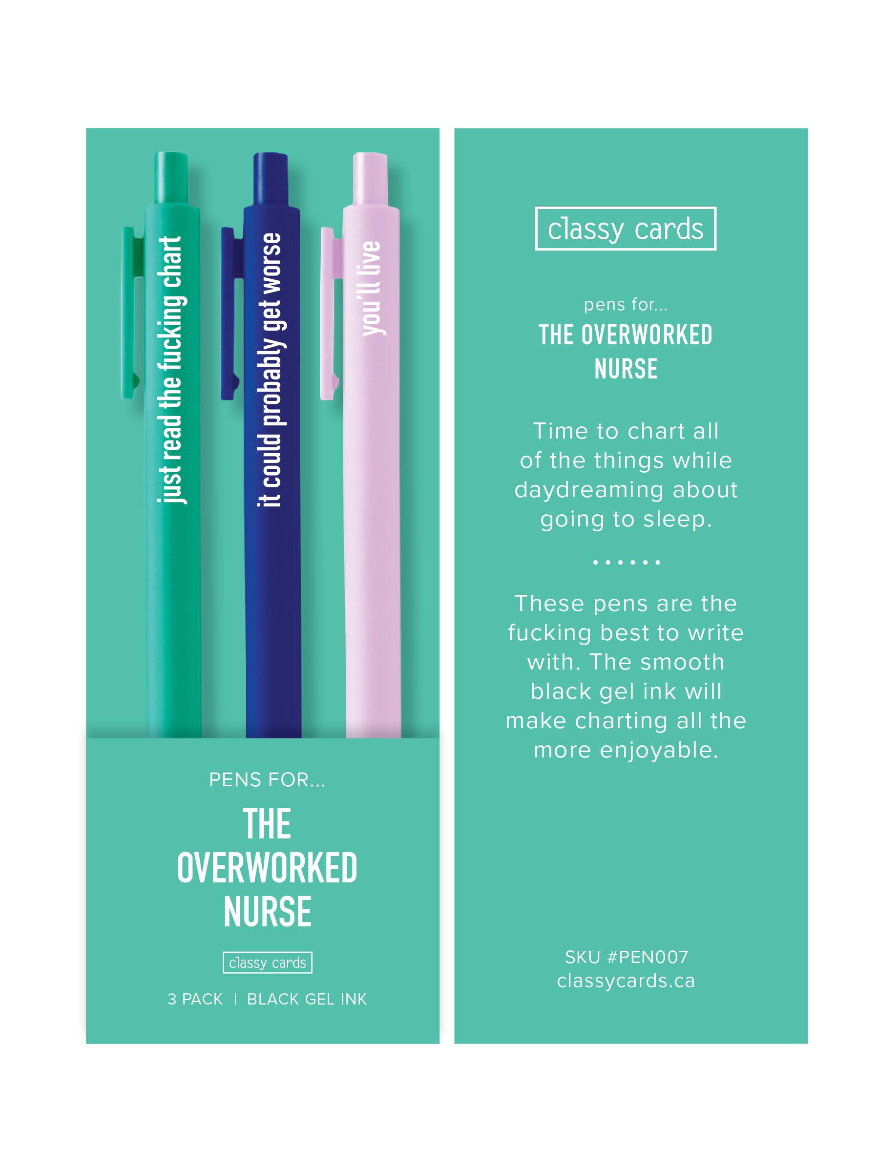 Classy Cards Creative - Wholesale Pen - Overworked Nurse Pens1