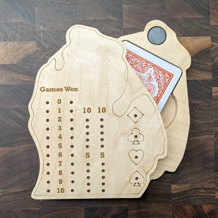 Michigan State MI Travel Euchre Score Keeping Board, Storage Inside! Includes Cards and Pegs! for wholesale by Arts and Craftsmanship