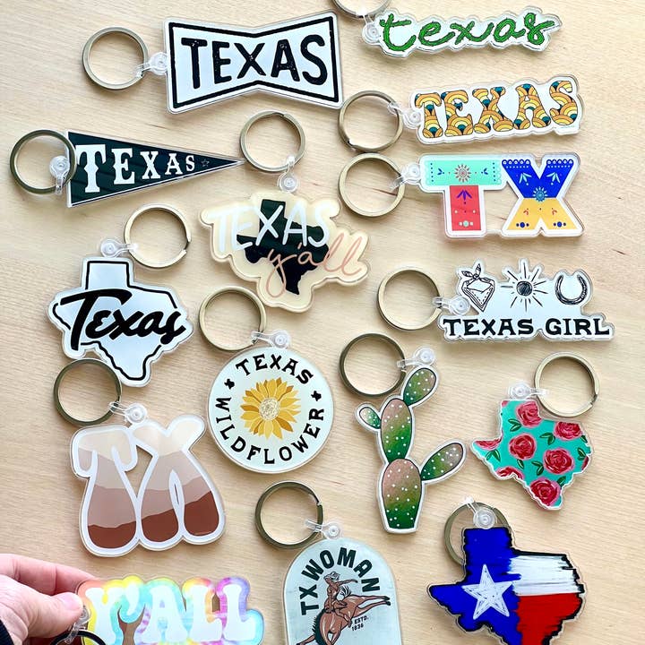 The Sticker Box | Texas Inspired Stickers & Magnets - Wholesale Keychain - Unisex - Texas Keychains - Texas Lover Gift Souvenir Stocking stuffer