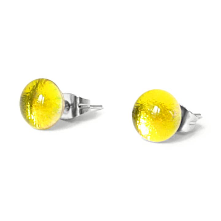 Zitronengelb Glänzendes Glas Ohrstecker für den Großhandel von INFUSE BIJOUX