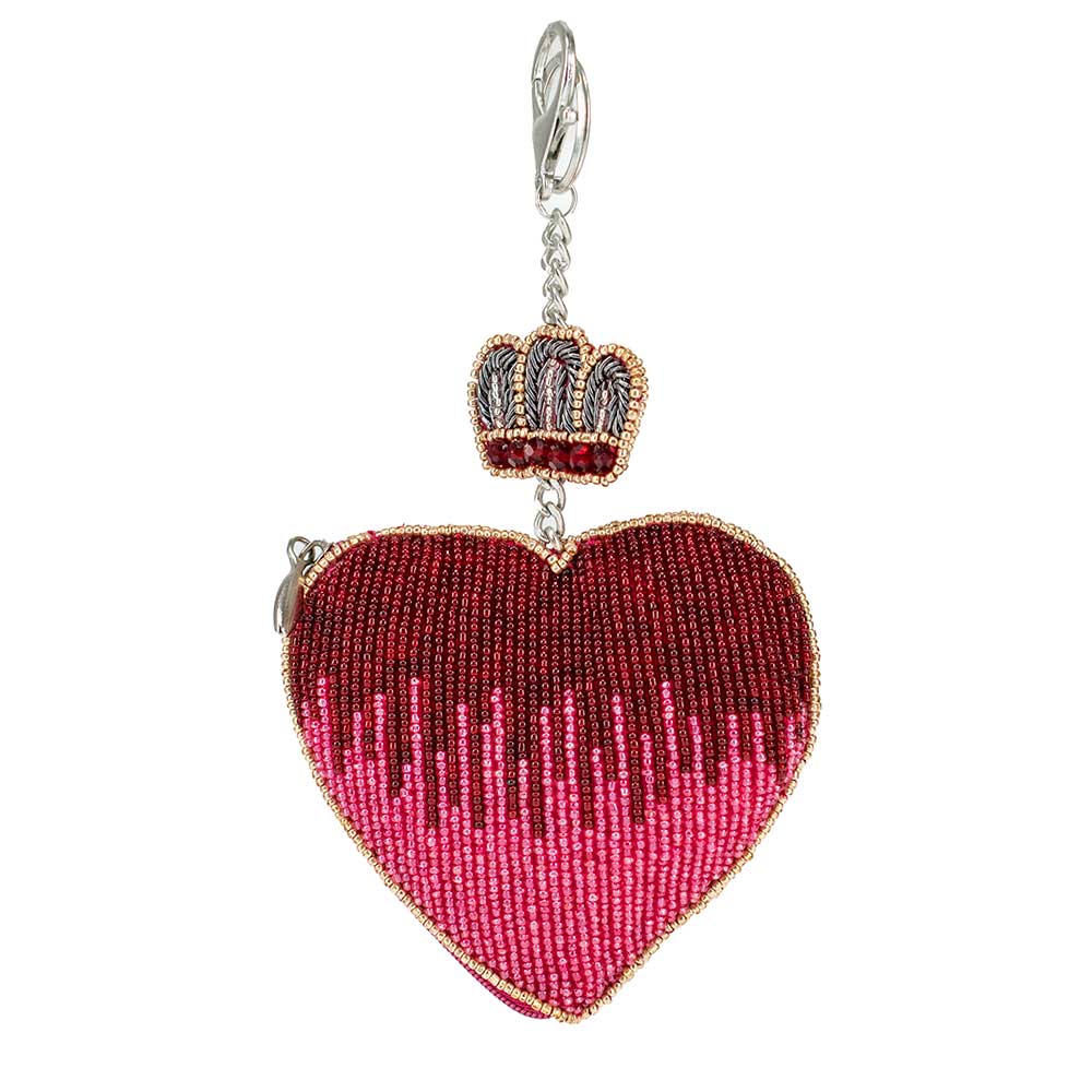 Mary Frances Accessories - Wholesale Coin purse – Women’s - Have a Heart Beaded Red Heart and Crown Coin Purse Key Fob1