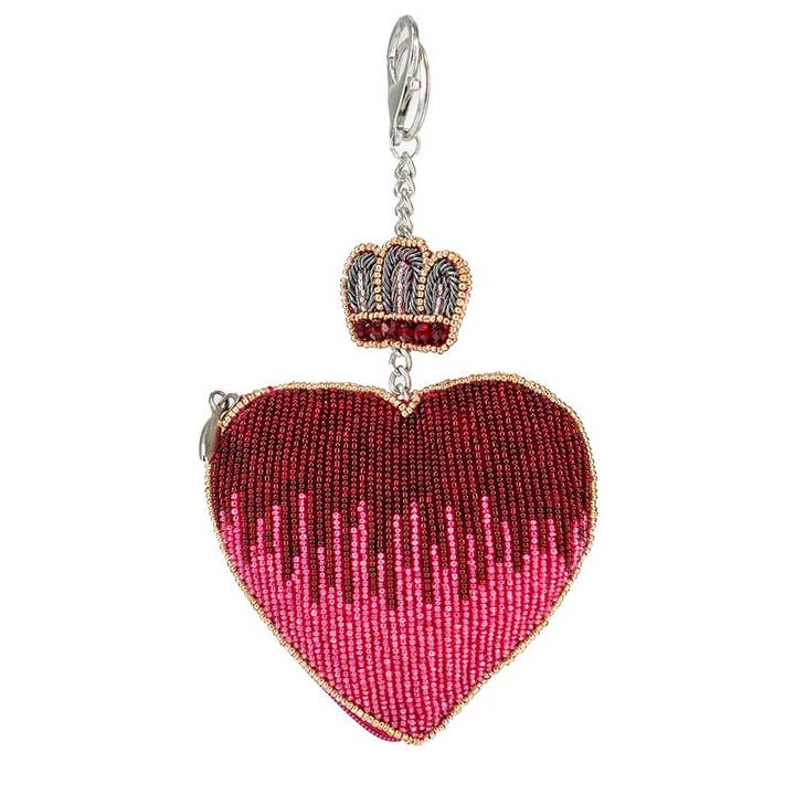 Mary Frances Accessories - Wholesale Coin purse – Women’s - Have a Heart Beaded Red Heart and Crown Coin Purse Key Fob1