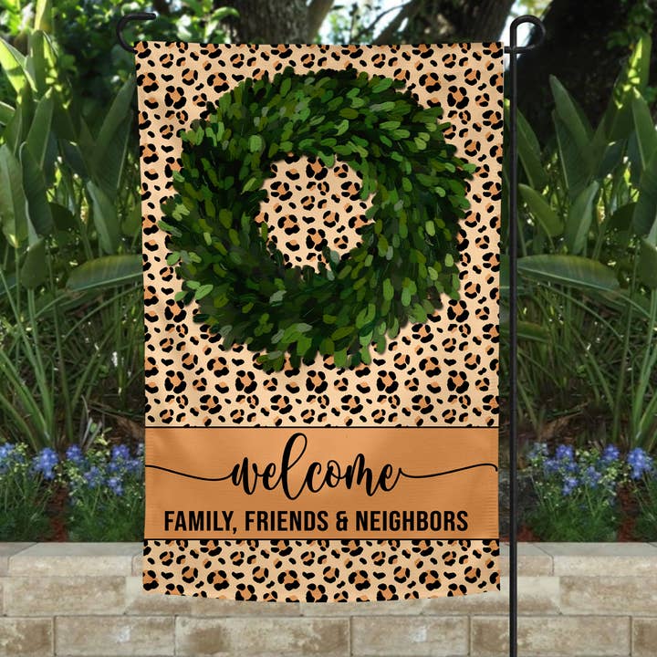 Garden Flag - Boxwood and Leopard Print and other Purchase Wholesale flagg. Free Returns & Net 60 Terms on Faire trending on Faire.