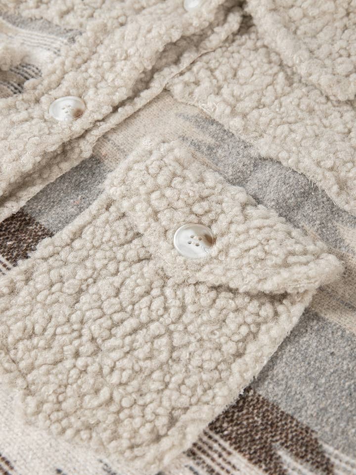 MULTI Western Aztec Print Sherpa Splicing Buttoned Flap Pocket Coa for wholesale on Faire1