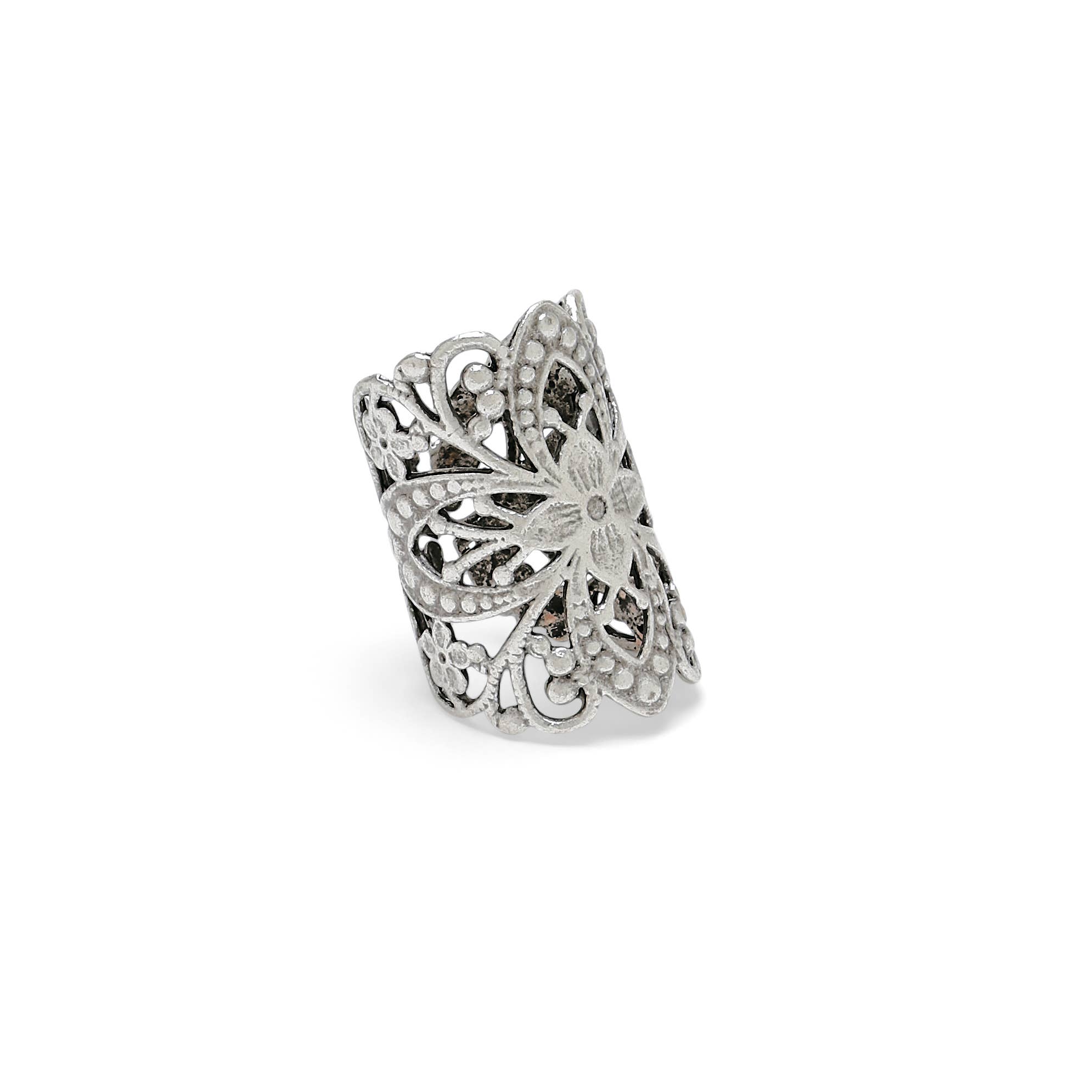Chanour - Wholesale Cocktail/Statement Ring - Handmade Brass Ring In Silver Plated - P4034-171