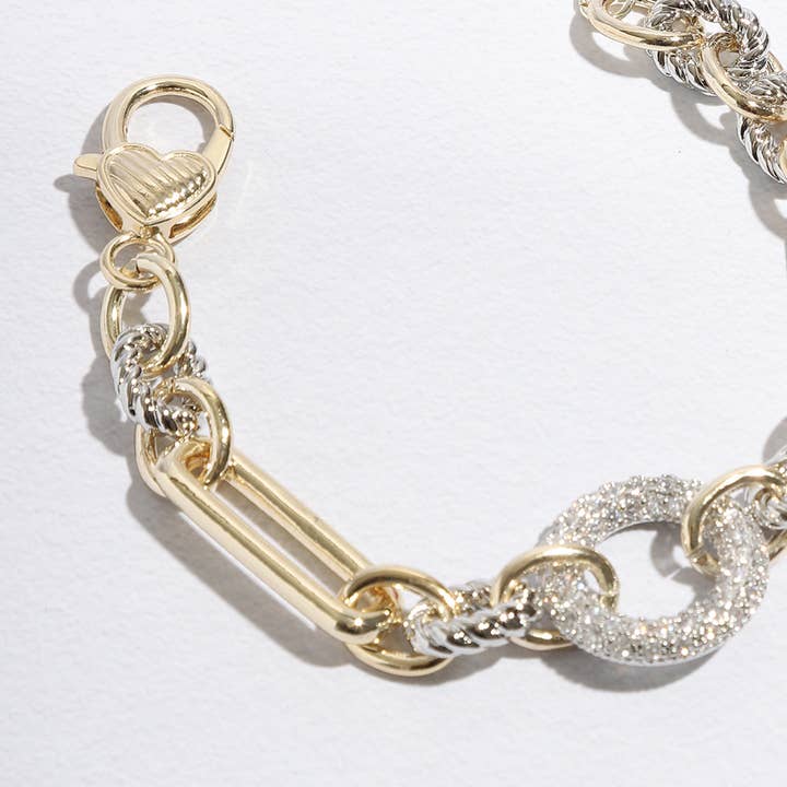 B Multi-Toned Chunky Chain Linked CZ Bracelet for wholesale on Faire3