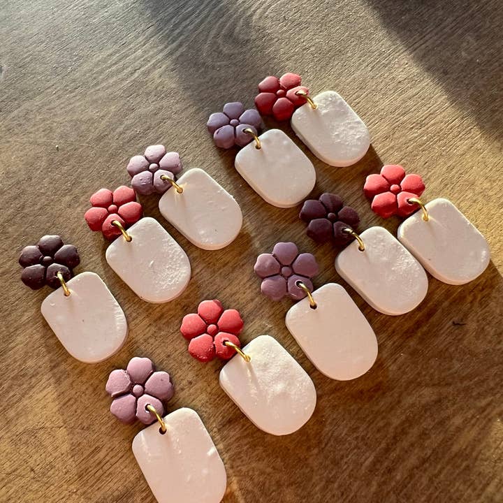 Homebodybeads - Vente Boucles d'oreilles pendantes - Pots de fleurs | Boucles d'oreilles pendantes en argile polymère