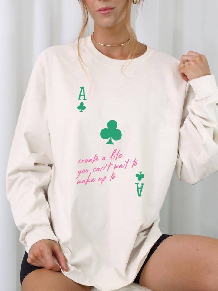Create a Life Ace Card Graphic Plus Long Sleeve Tee for wholesale by Pink Irene Wholesale