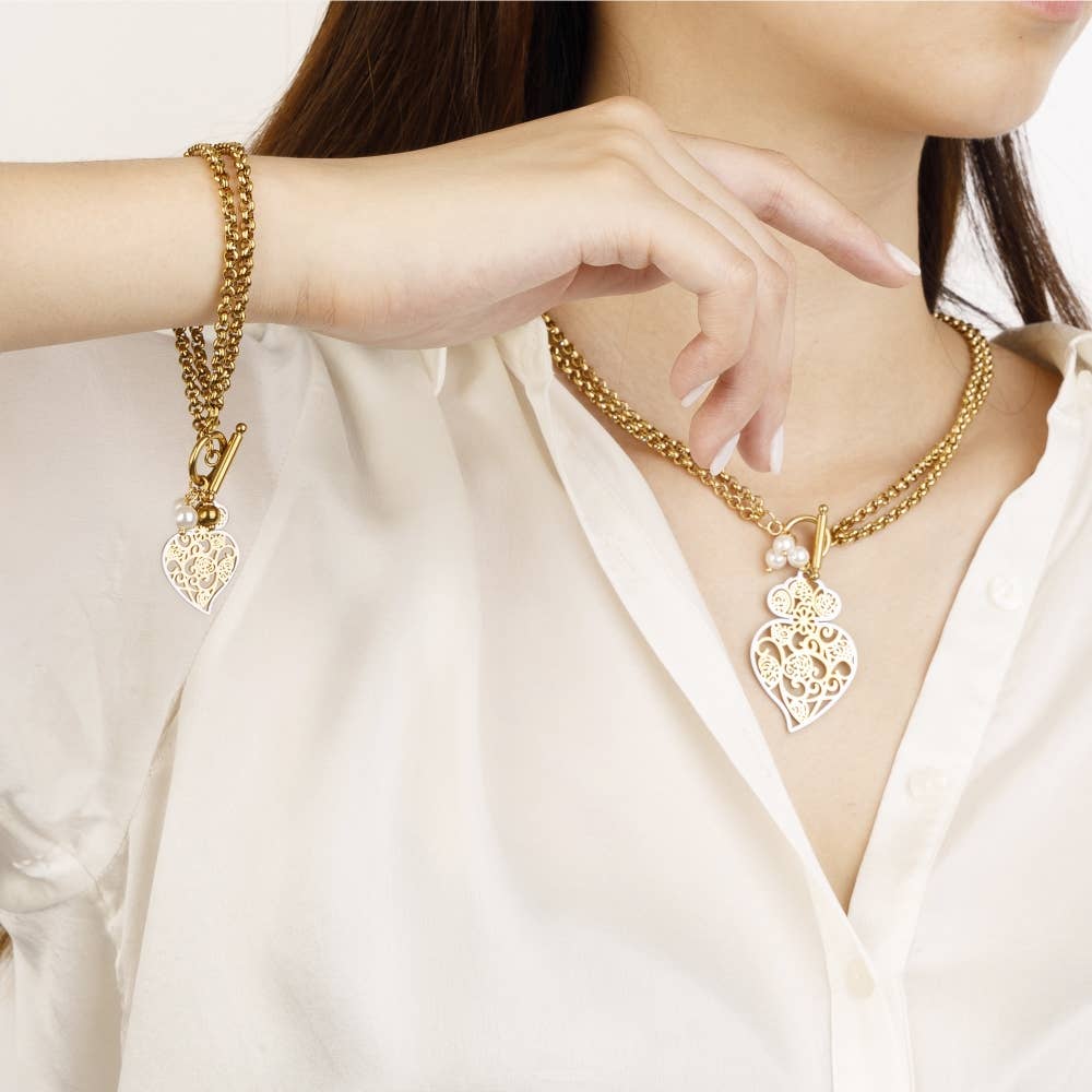 Shebiju - Wholesale Pendant/Charm Necklace - Steel Necklace 2 in 1 GKN22039564