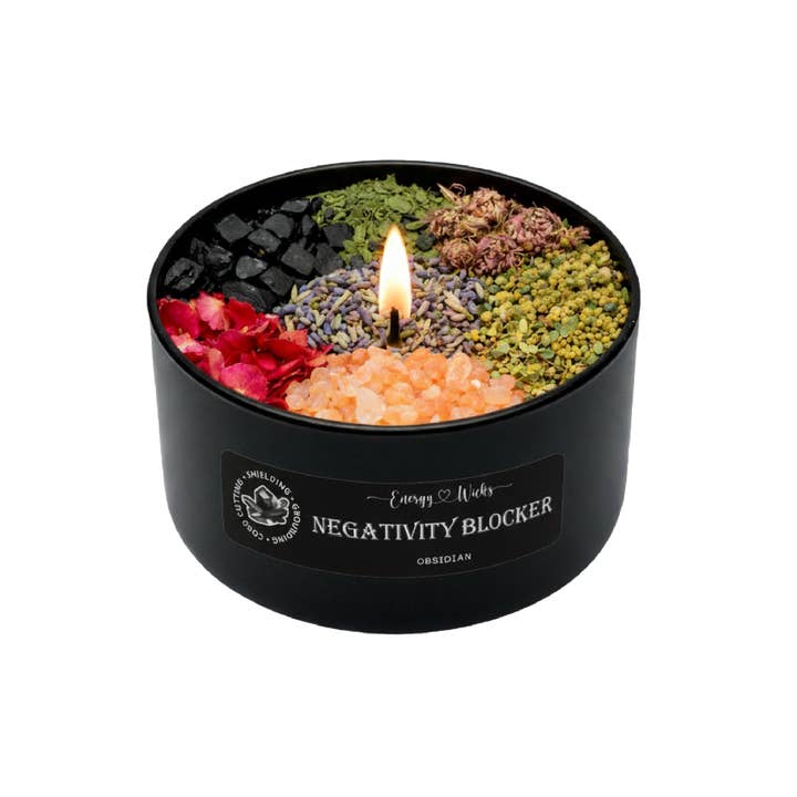 NEGATIVITY BLOCKER CRYSTAL CANDLE for wholesale by Energy Wicks