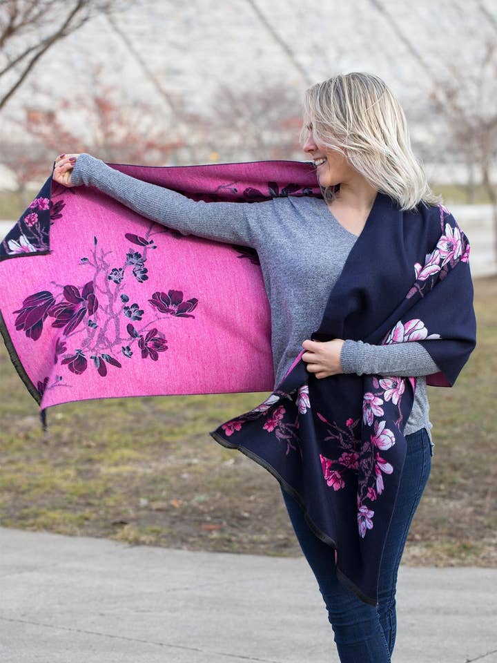 Bufanda reversible con estampado floral para venta al por mayor de SAACHI